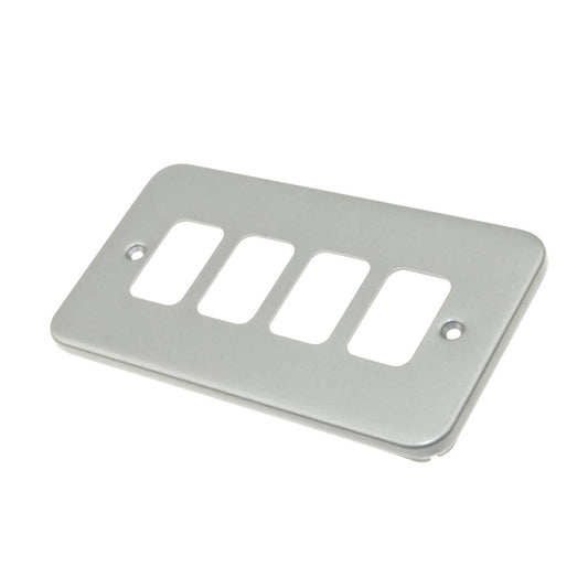 Deta 4 Gang Grid Front Plate Metalclad