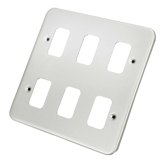Deta 6 Gang Grid Front Plate Metalclad