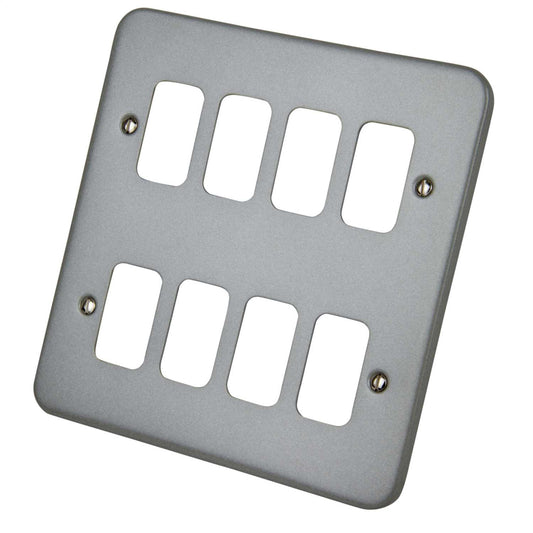 Deta 8 Gang Grid Front Plate Metalclad