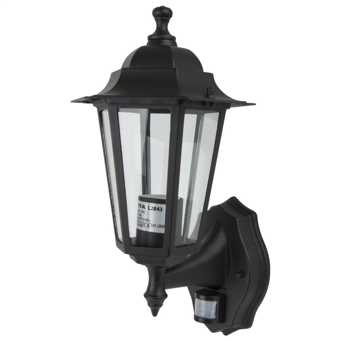 Deta 6 Panel Lantern with PIR Black