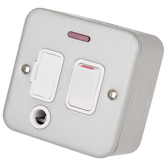 Deta 13A DP Switched Fused Spur with Neon and Flex Outlet Metal Clad