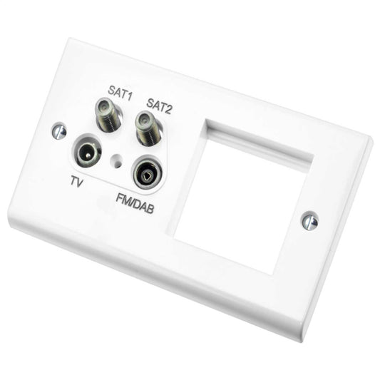 Deta 2 Gang Quadplexer TV / FM / DAB / SAT White