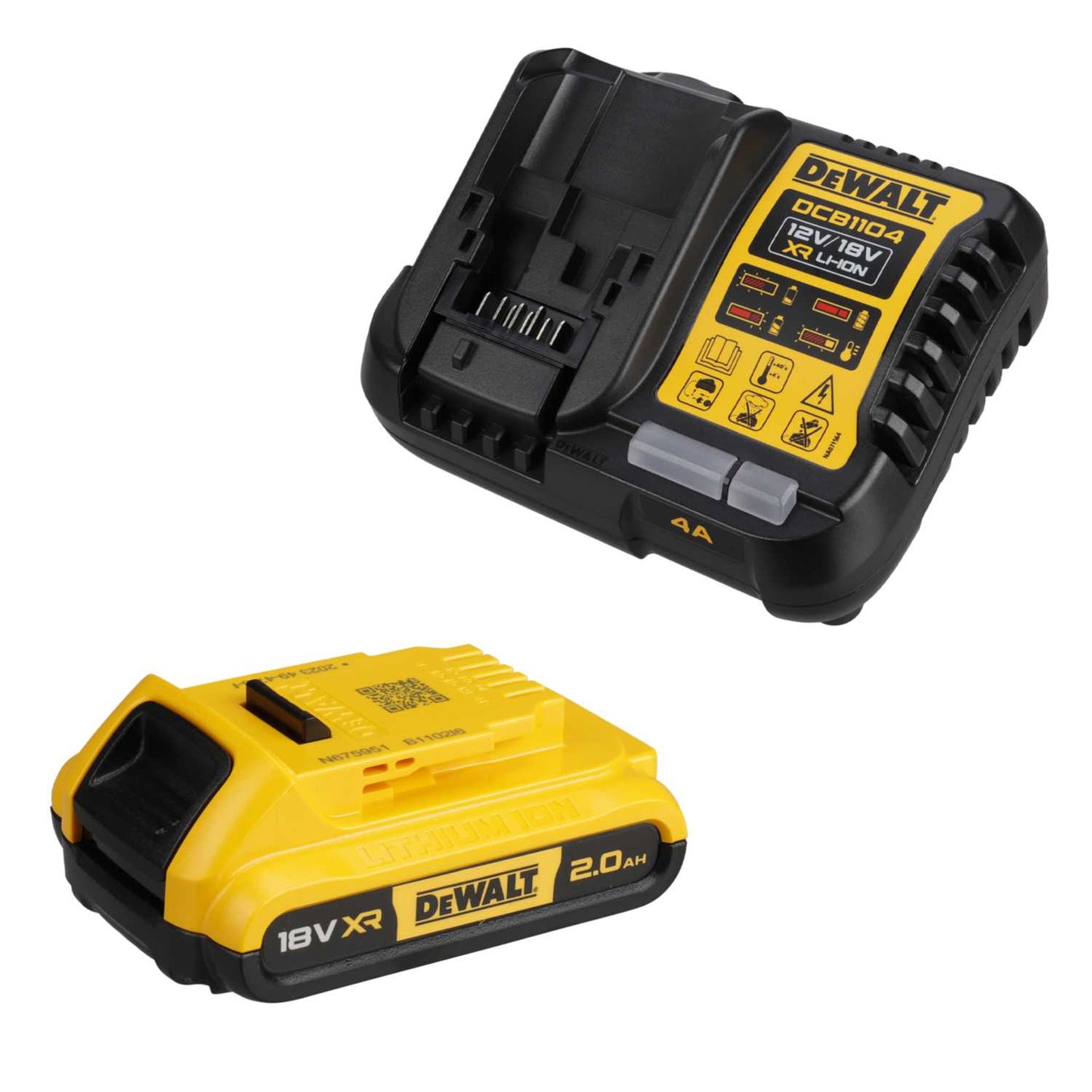 DeWALT DCB1104D1-GB 18V 2.0Ah XR Li-Ion Battery and Charger Kit