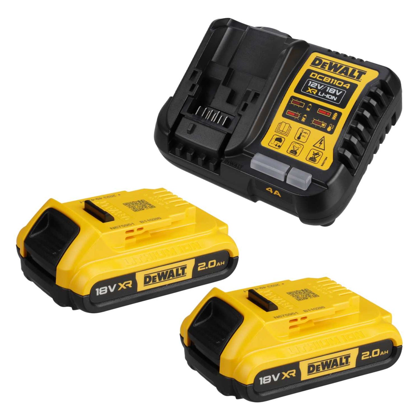 DeWALT DCB1104D2-GB 2 x 18V 2.0Ah XR Li-Ion Battery and Charger Kit