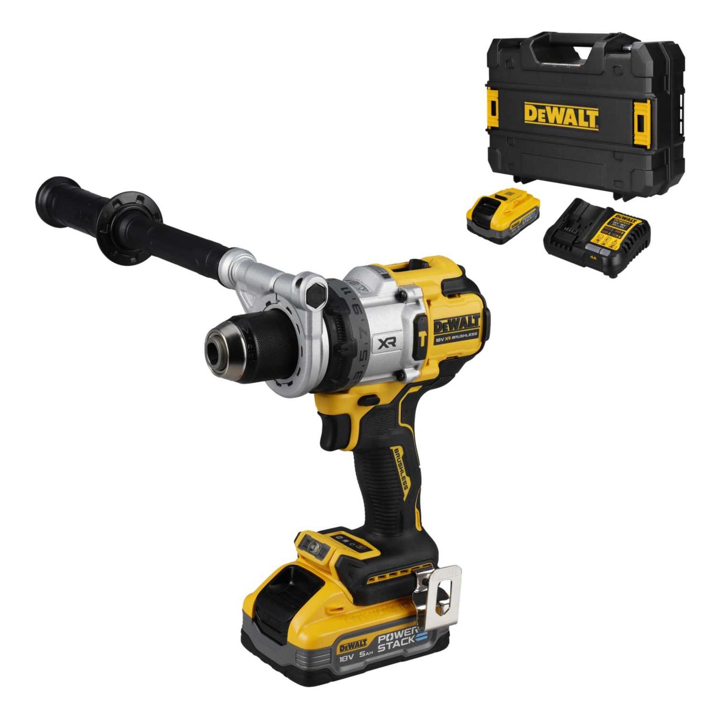 DeWALT DCD1007H2T-GB 18V Hammer Drill with 2 x 5.0Ah Powerstack Batteries