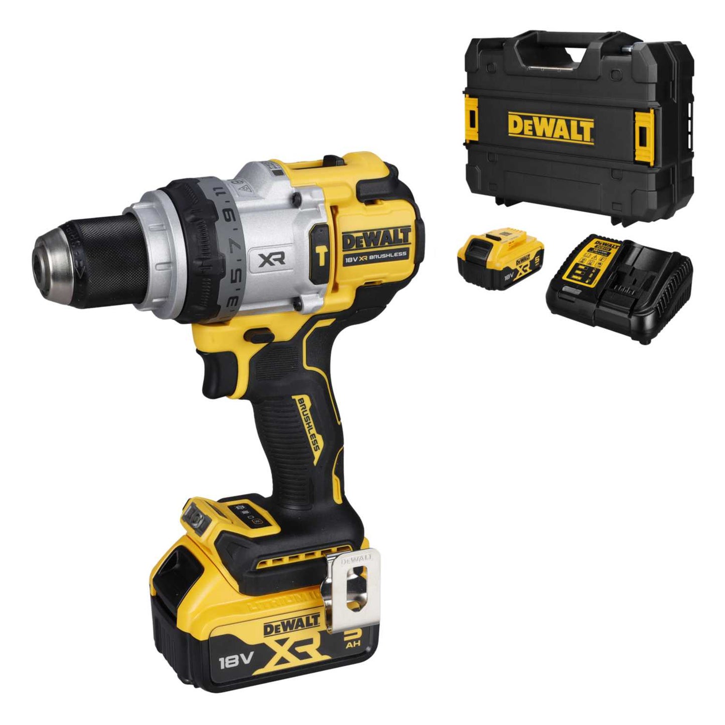 DeWALT DCD1007P2T-GB 18V XR Premium Hammer Drill Driver with 2 x 5.0Ah Batteries