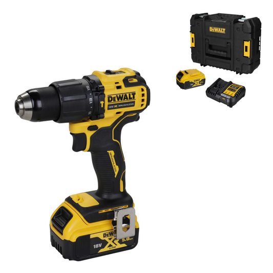 DeWALT DCD709P2-GB 18V XR Compact Hammer Drill Driver with 2 x 5.0Ah Batteries