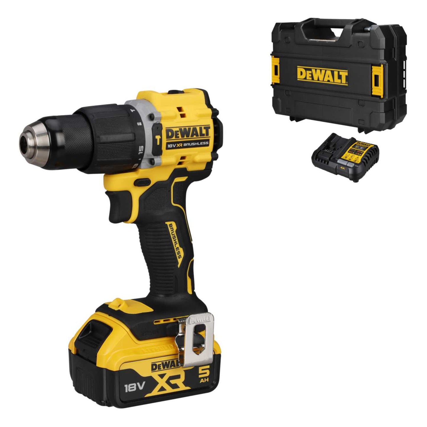 DeWALT DCD799P1T-GB 18V XR Brushless Combi Drill with 1 x 5.0Ah Battery