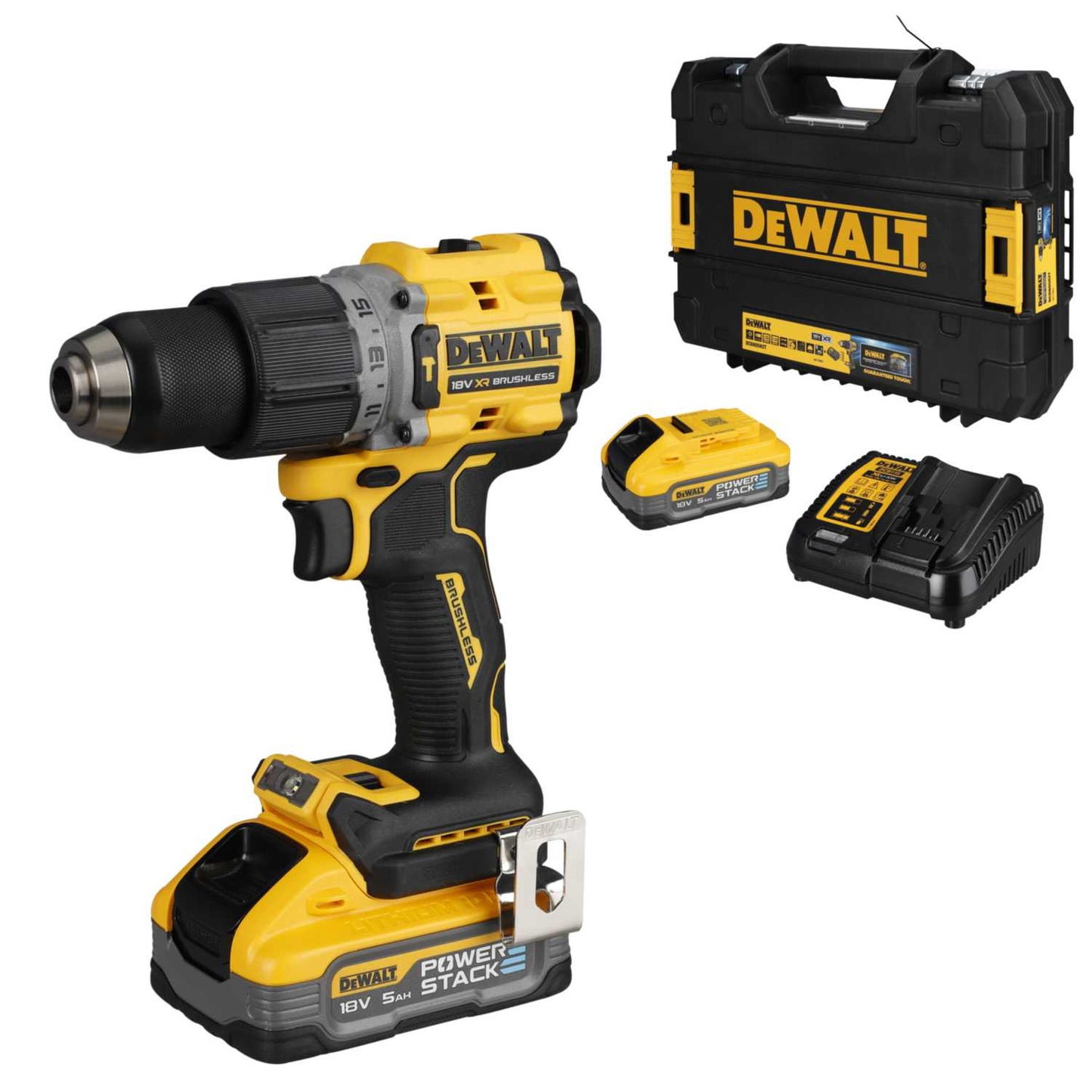DeWALT DCD805H2T-GB 18V XR G3 Combi Drill with 2 x 5.0Ah Powerstack Batteries