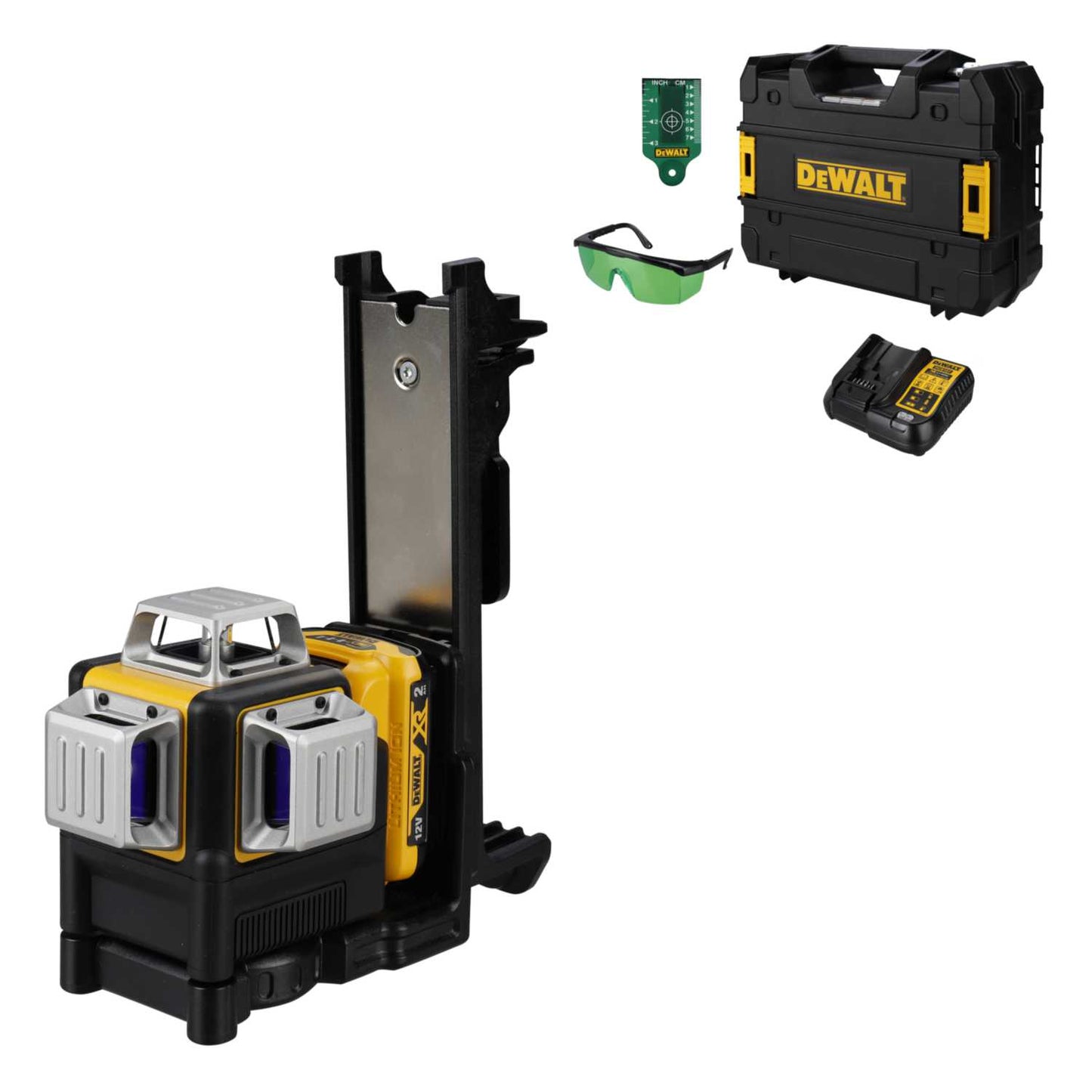 DeWALT DCE089D1G-GB 12V 3 x 360° Green Multi Line Laser Level