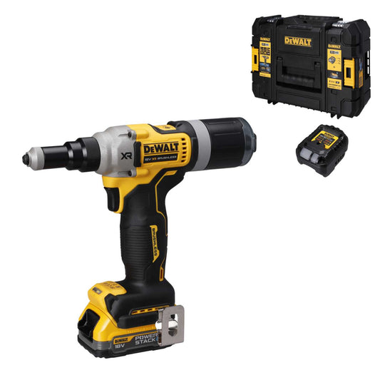 DeWALT DCF403E1T-GB 18V XR 3/16" Brushless Riveter with 1 x 1.7Ah Powerstack Battery