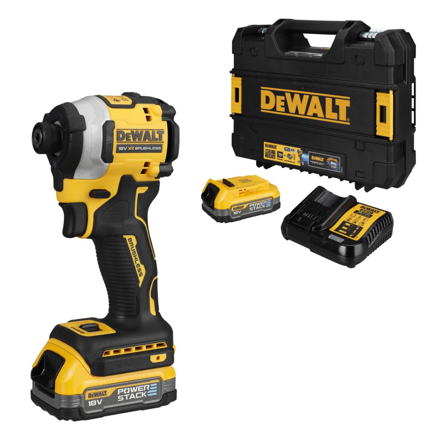 DeWALT DCF850E2T-GB 18V XR Impact Driver with 2 x 1.7Ah Powerstack Batteries