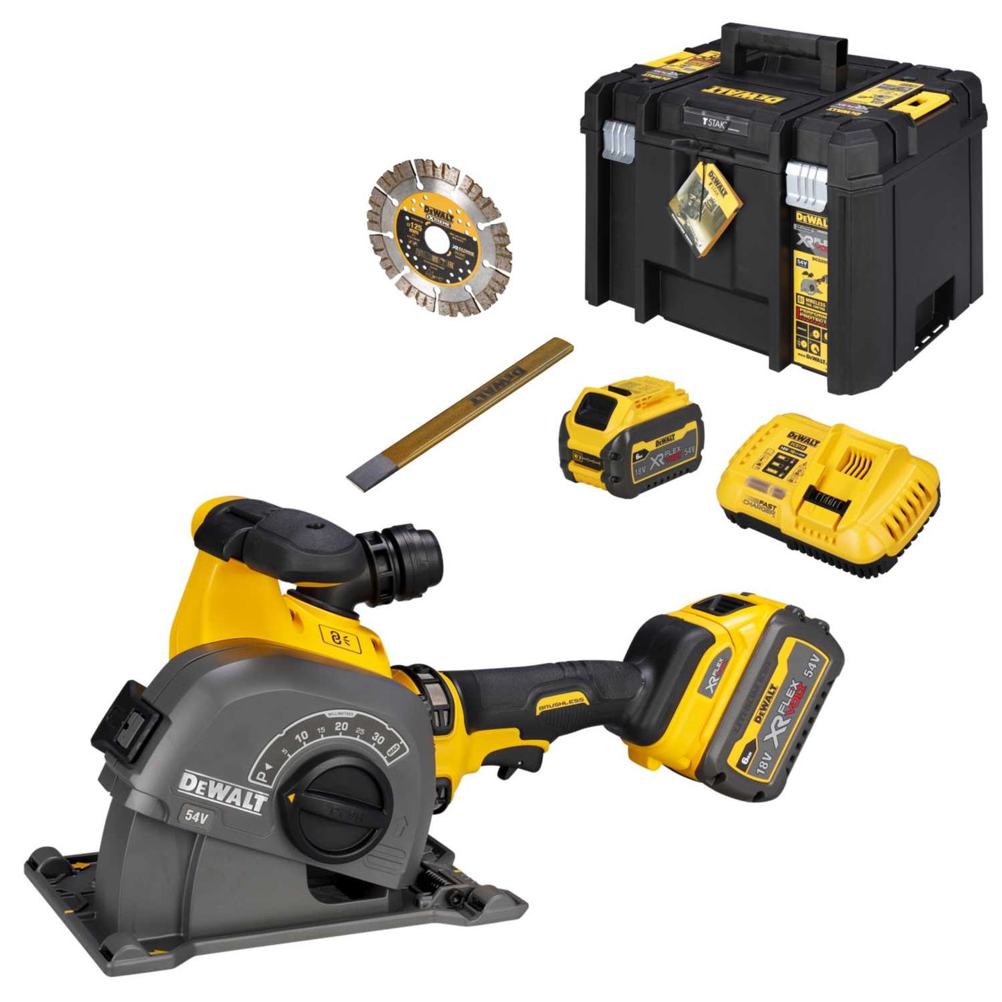 DeWALT DCG200T2-GB 54V XR Flexvolt Wall Chaser with 2 x 6.0Ah Batteries