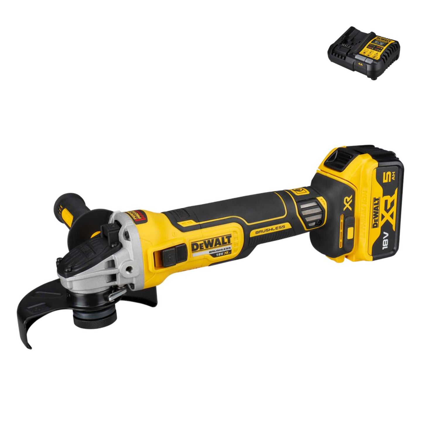 DeWALT DCG405P1-GB 18V XR Brushless 125mm Angle Grinder with 1 x 5.0Ah Battery