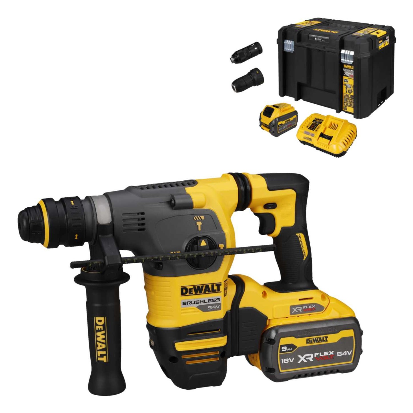 DeWALT DCH334X2-GB 54V XR Flexvolt SDS+ Hammer Drill with 2 x 9.0Ah Batteries