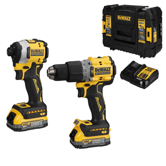 DeWALT DCK2050E2T-GB 18V XR Combi and Impact Driver with 2 x 1.7Ah Powerstack Batteries