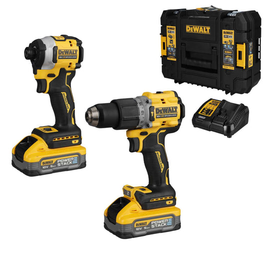 DeWALT DCK2050H2T-GB 18V XR Combi and Impact Driver with 2 x 5.0Ah Powerstack Batteries