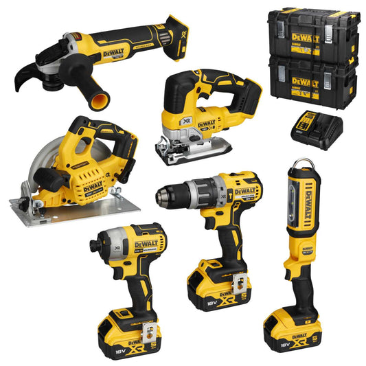DeWALT DCK663P3-GB 18V XR Brushless 6 Piece Kit with 3 x 5.0Ah Batteries