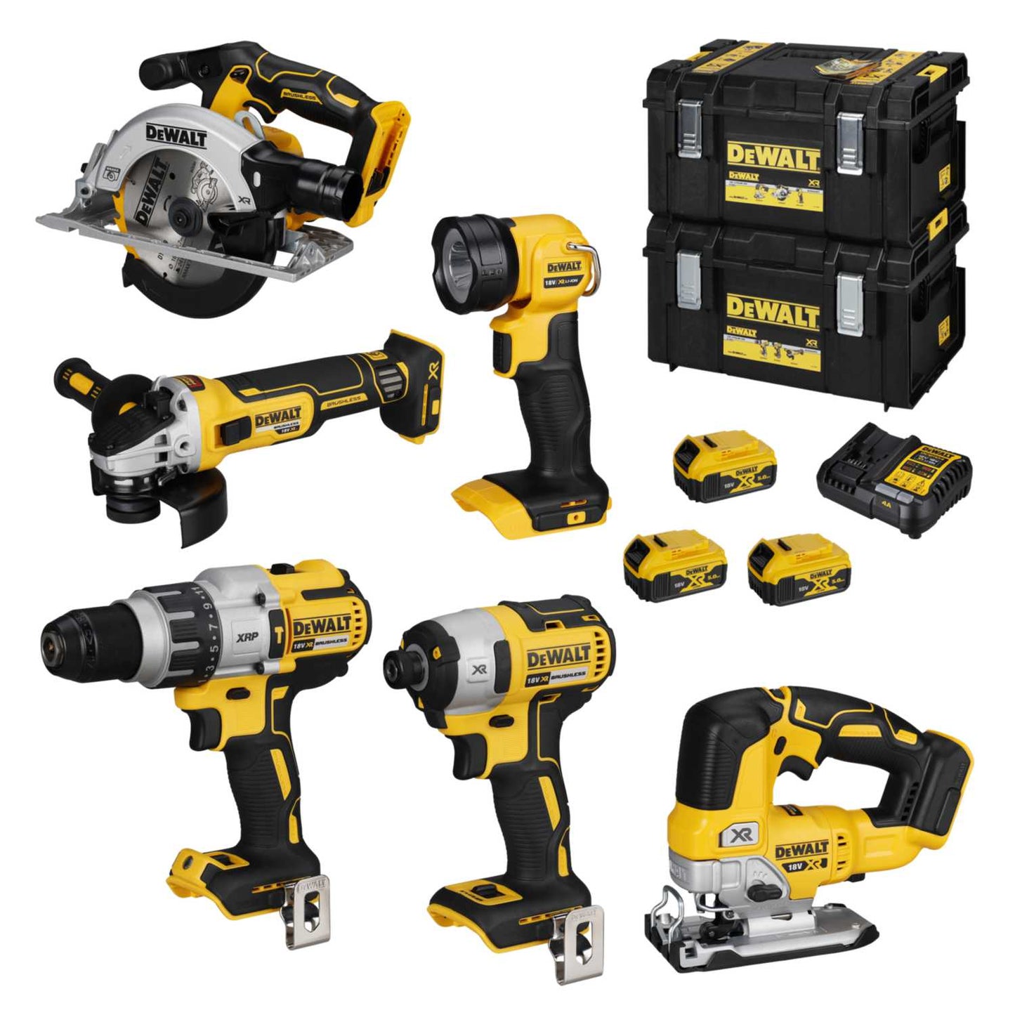DeWALT DCK664P3-GB 18V XR Brushless 6 Piece Kit with 3 x 5.0Ah Batteries