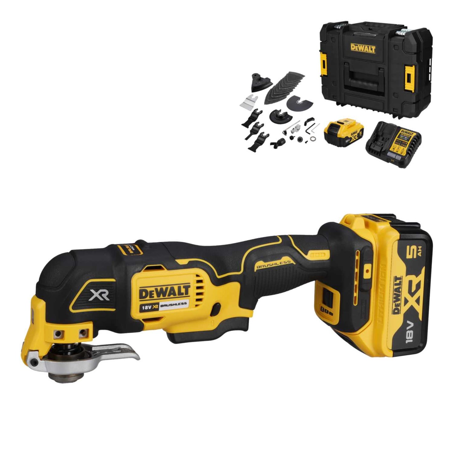 DeWALT DCS356P2-GB 18V XR 3 Speed Oscillating Multi Tool with 2 x 5.0Ah Batteries