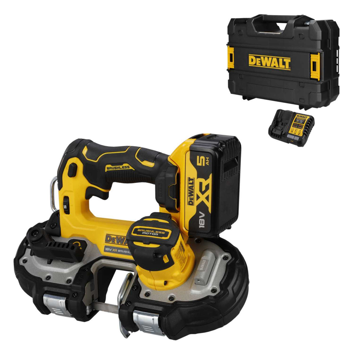 DeWALT DCS377P1T-GB 18V XR Brushless Compact Bandsaw with 1 x 5.0Ah Batteries