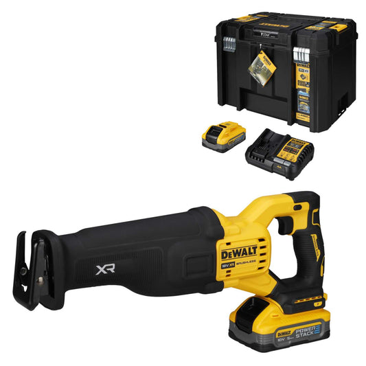 DeWALT DCS386H2T-GB 18V Reciporating Saw with 2 x 5.0Ah Powerstack Batteries