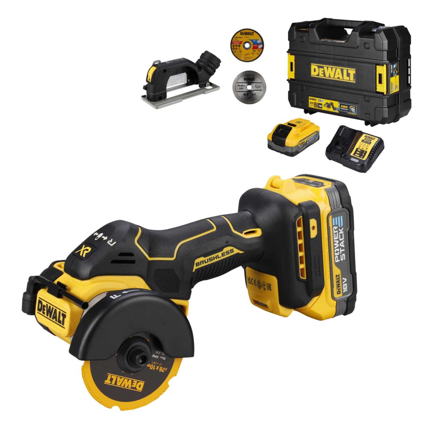 DeWALT DCS438E2T-GB 18V XR 76mm Cut Off Tool with 2 x 1.7 Ah Powerstack Batteries