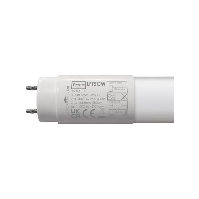 CROMPTON LFT5CW T8 5ft 22w LED TUBE 4000k