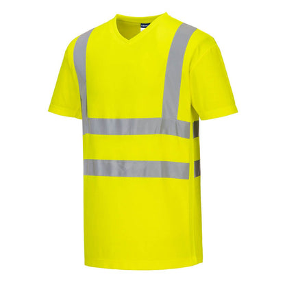 Hi-Vis Cotton Comfort Mesh Insert T-Shirt S/S , 4XL, R, Yellow