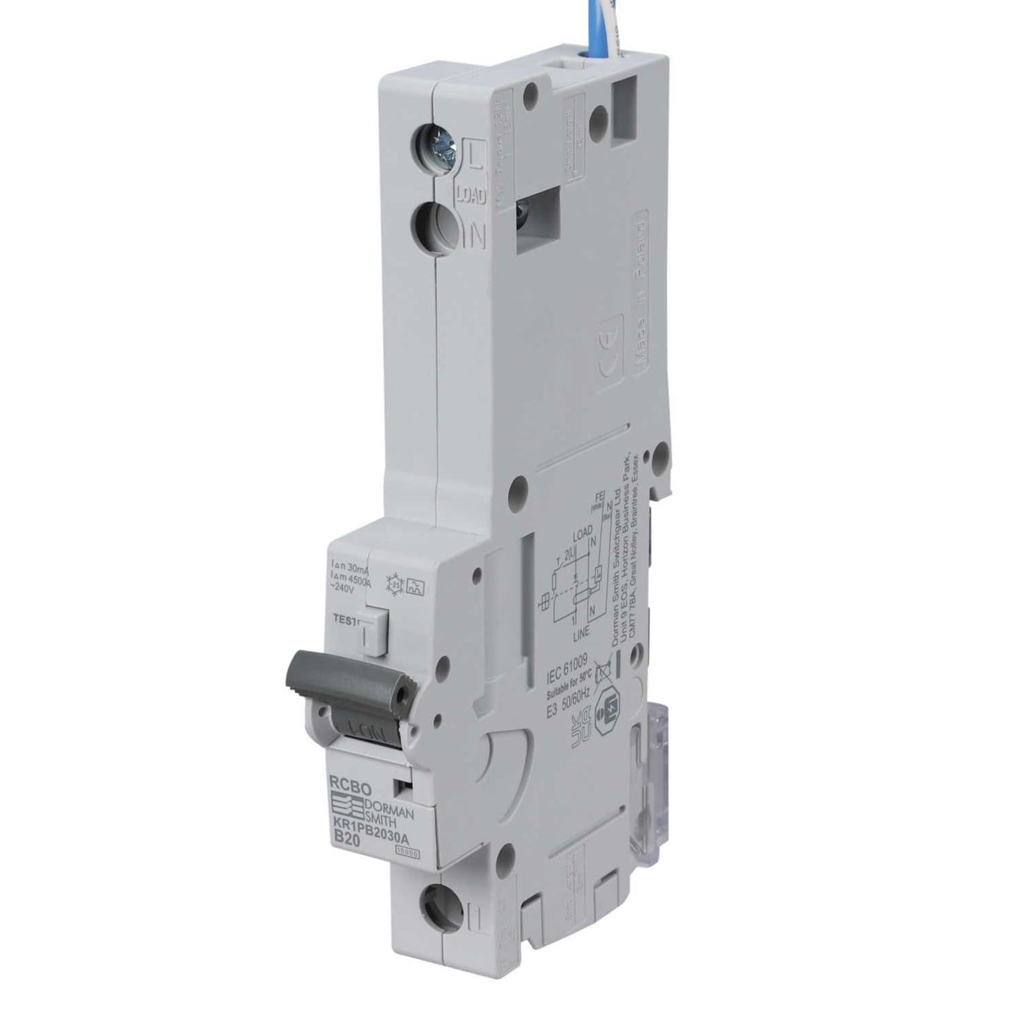 Dorman Smith Loadlimiter 20A Single Pole 1 Module B Curve 10kA 30mA Type A Rcbo
