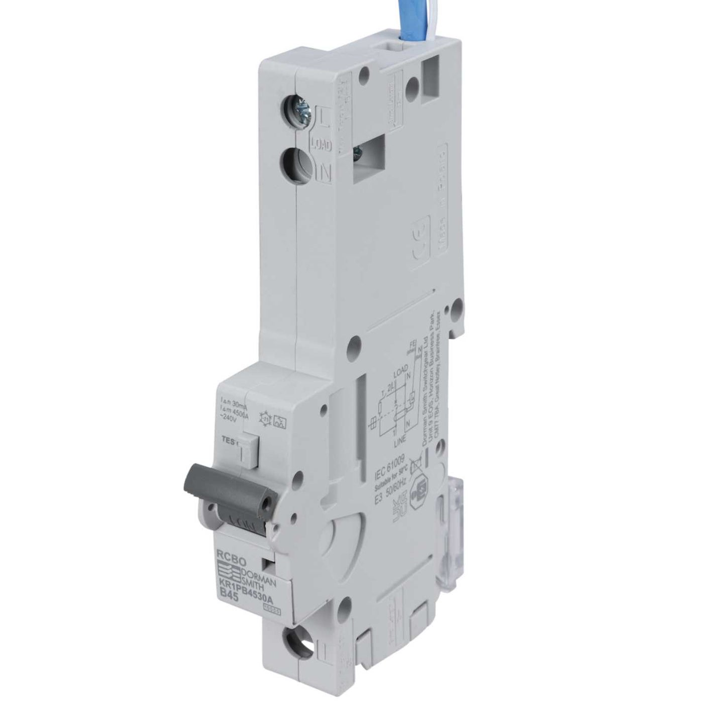 Dorman Smith Loadlimiter 45A Single Pole 1 Module B Curve 10kA 30mA Type A Rcbo