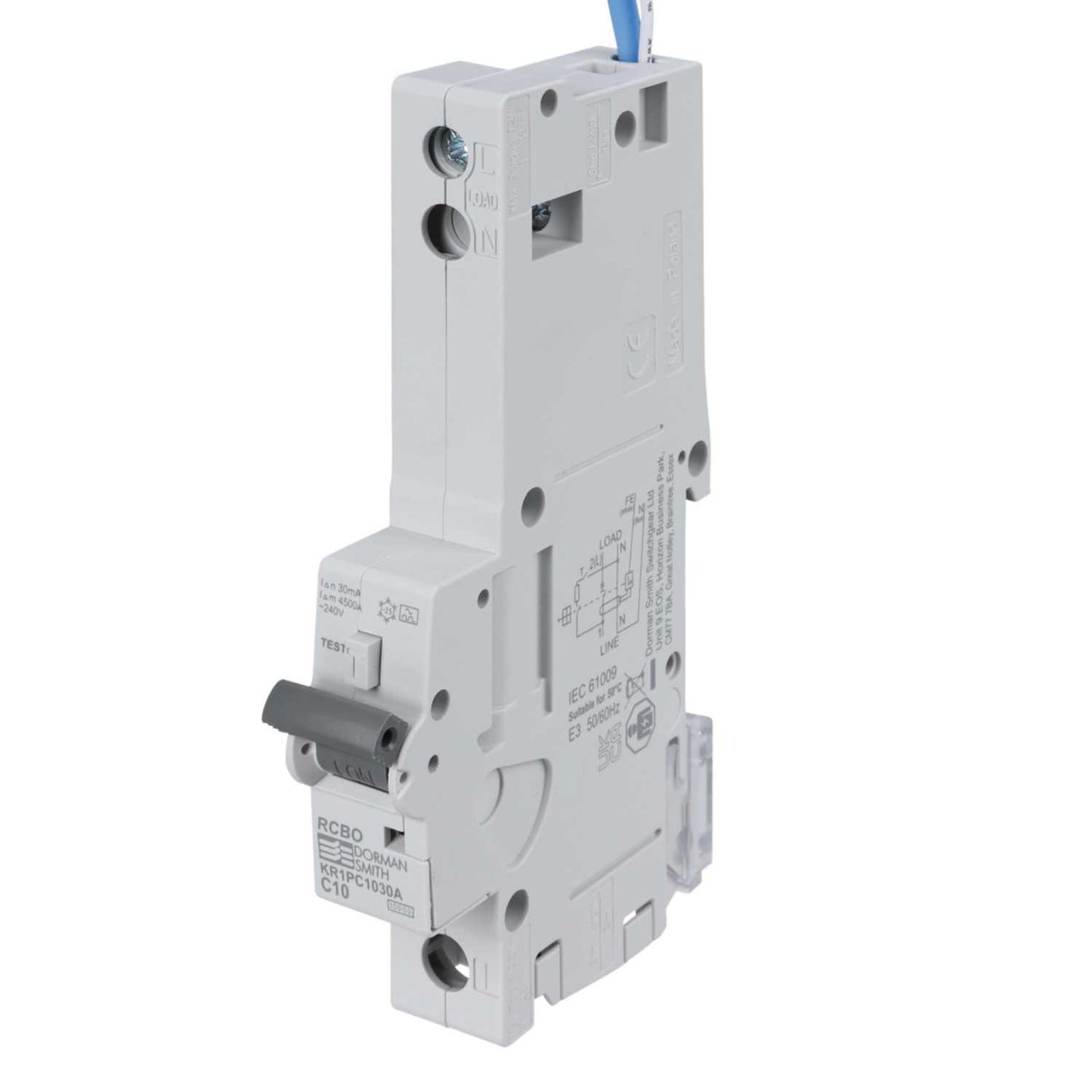 Dorman Smith Loadlimiter 10A Single Pole 1 Module C Curve 10kA 30mA Type A Rcbo
