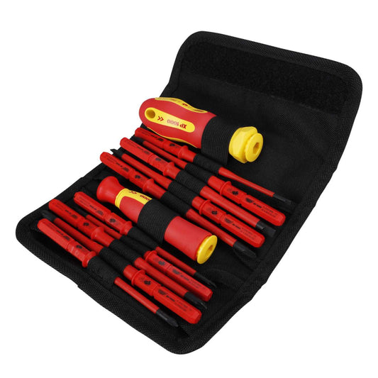 Draper Tools 12 Piece XP1000 VDE Slimline Interchangeable Blade Screwdriver Set