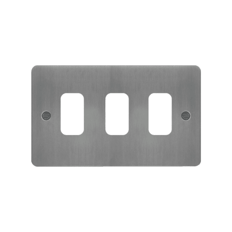 HAGER WFGP3BS BRUSH STEEL FACE PLATE 3G