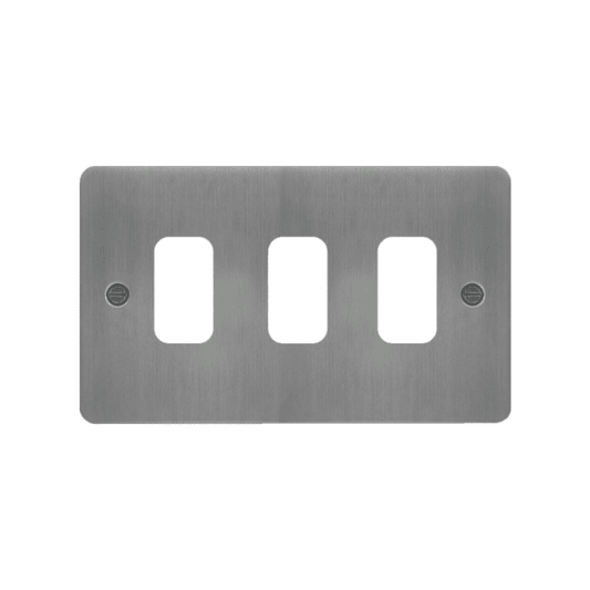HAGER WFGP3BS BRUSH STEEL FACE PLATE 3G