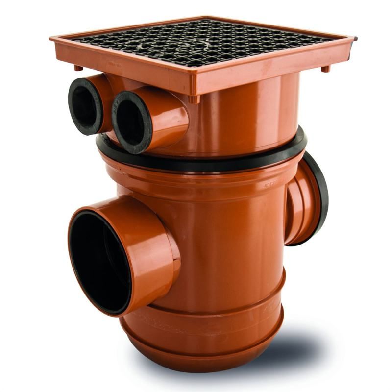 POLYPIPE BACK INLET BOTTLE GULLY SQUARE TOP 110mm UG446