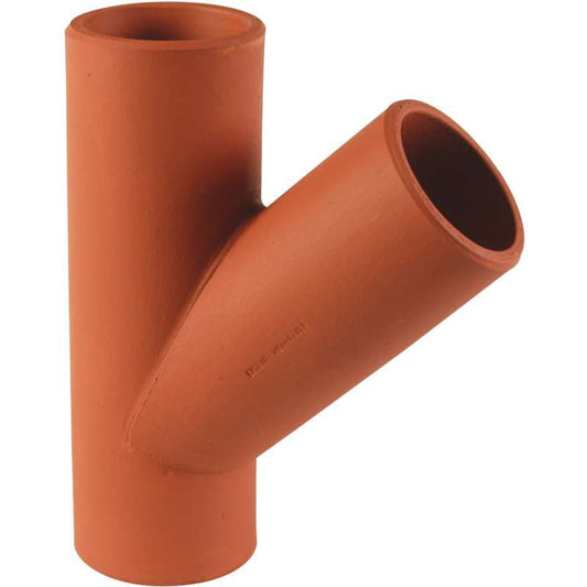 CANOVA CLAY PLAIN ENDED OBL JUNCTION 45deg 100 x 100mm SJ1/1
