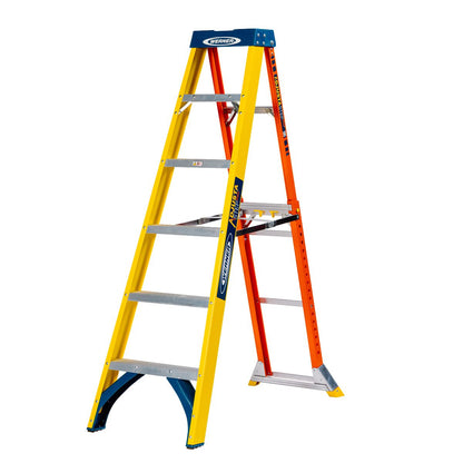 WERNER ADJUSTASTEP FIBREGLASS STEPLADDER 6 TREAD 75074