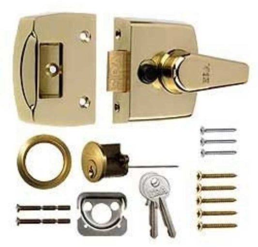 ERA STANDARD REPLACEMENT NIGHTLATCH 60mm GREY BODY/BRASS CYLINDER VISI PACK1630-52