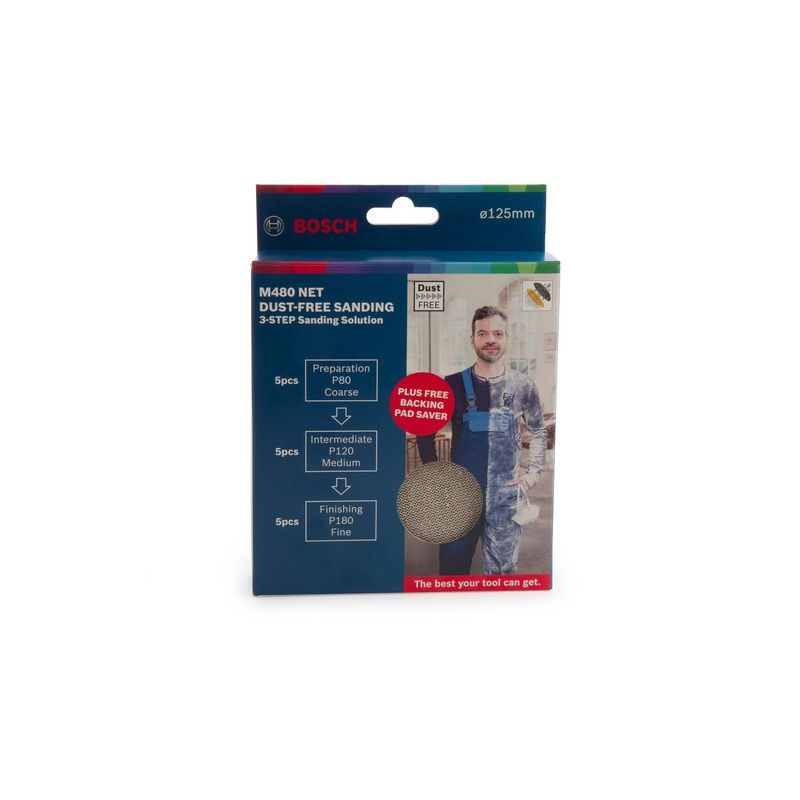 BOSCH 06159975WV M480 NET DUST FREE SANDING 3 STEP SANDING SOLUTION 15PK 125mm