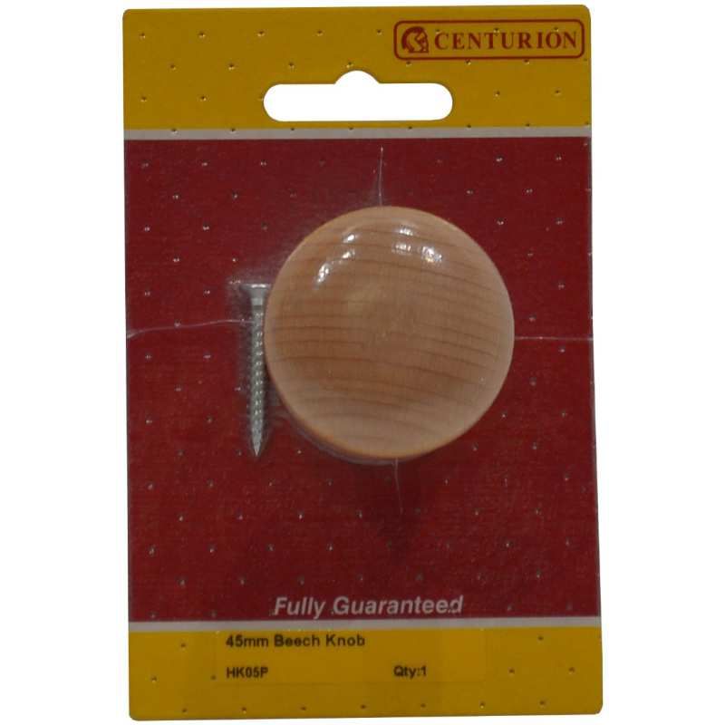 CENTURION HK05P CUPBOARD KNOB 45mm BEECH