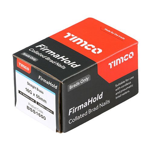 TIMCO FIRMAHOLD A2 STAINLESS STEEL BRAD NAILS 50mm (NO GAS) (PACK 2000)BSS1650