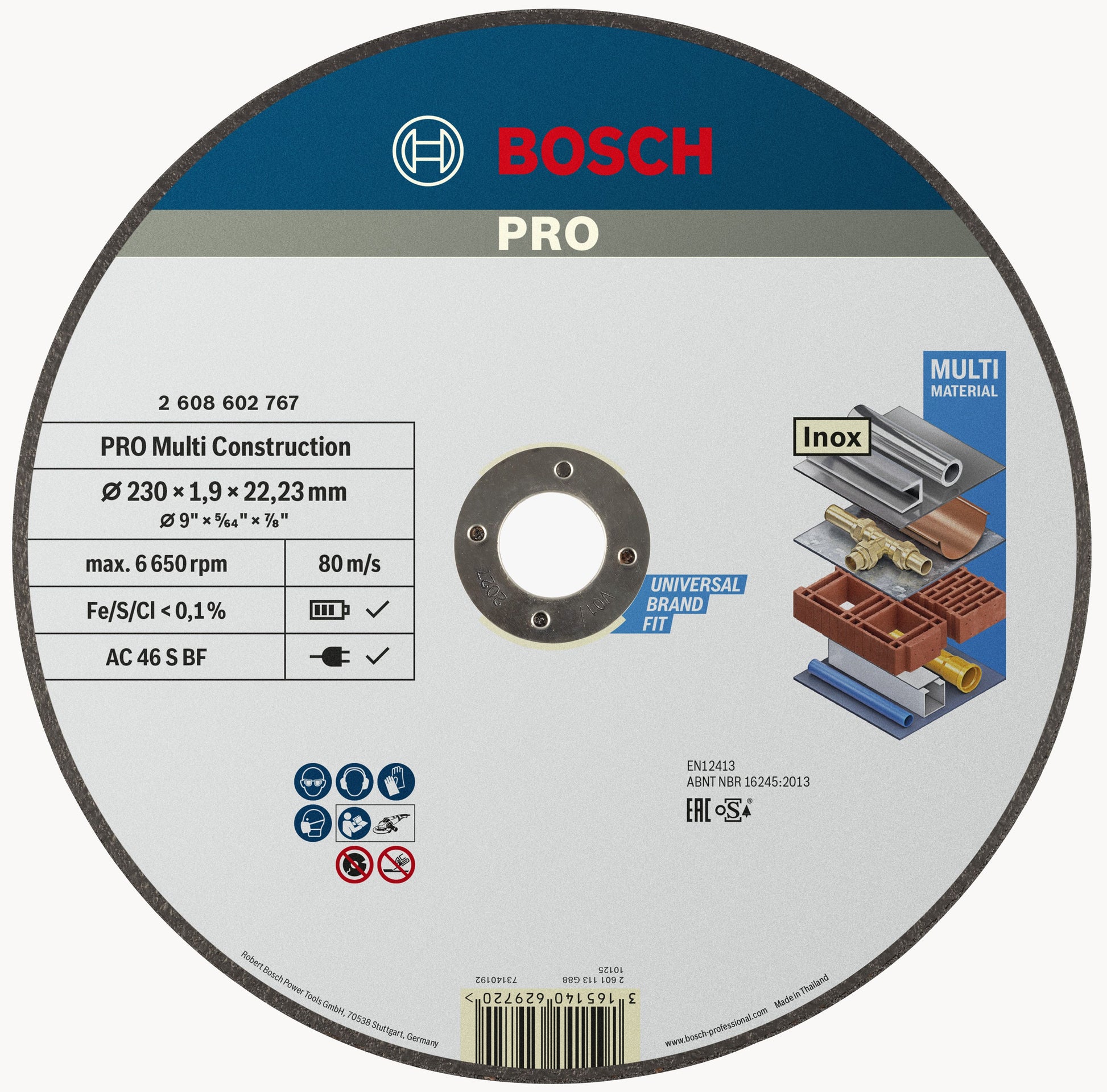 BOSCH 2608602767 RAPIDO MULTI CONSTRUCTION CUTTING DISC 230 x 1.9 x 22.23mm