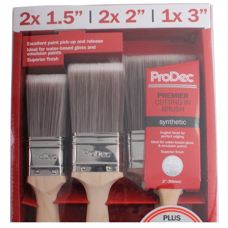 RODO PBPT049 5 PIECE PRODEC PREMIER SYNTHETIC PAINT BRUSH SET & FOC 2" ANGLED BRUSH