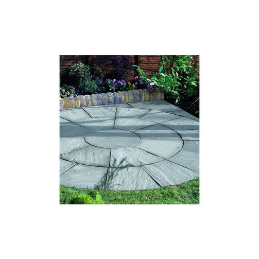 BRADSTONE NATURAL SANDSTONE PAVING SQUARING OFF KIT FOR 2.46m CIRCLE SILVER GREY 07558