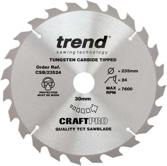 TREND CSB/23540 MEDIUM FINISH TCT CIRCULAR SAW BLADE 235MM X 40T X 30MM