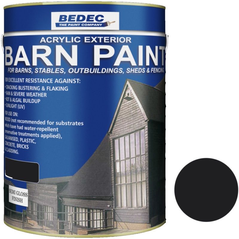 BEDEC SEMI GLOSS BARN PAINT 5l BLACK BEDE2AK0003/46