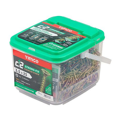 TIMCO STRONG-FIX MULTI-PURPOSE PZ2 CSK SCREWS YELLOW 3.5 x 25mm (TUB 2000) 35025C2TUB