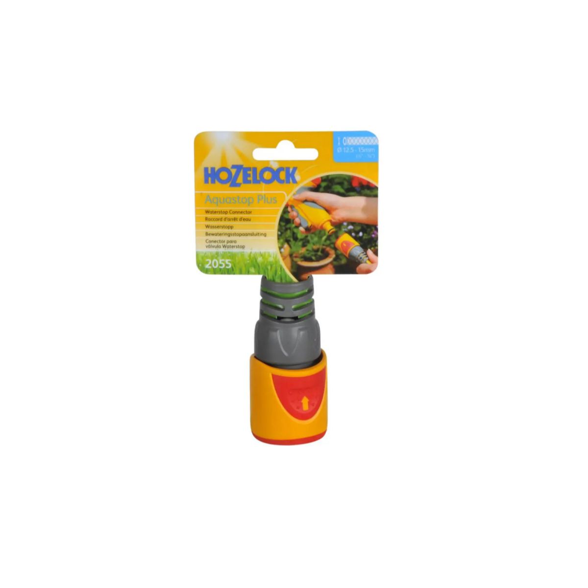 HOZELOCK 2055 AQUA WATERSTOP PLUS HOSE CONNECTOR 1/2" - 5/8"