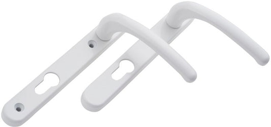 ERA WINDSOR PVC DOOR HANDLE SHORT BACK PLATE 92mm SCREW CENTRE WHITE VISI PACK 1B000-CLAM